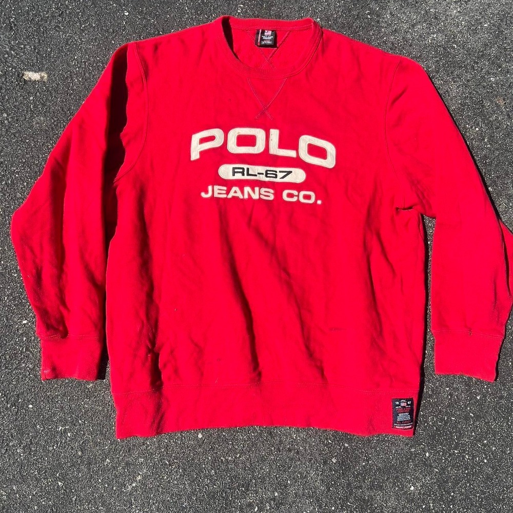 1990s Polo Ralph Lauren Arch Logo Spell-out Graphic Sweater size XL